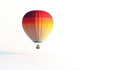Obraz premium Single hot air balloon in a soft gradient of colors, hovering mid-air on white.