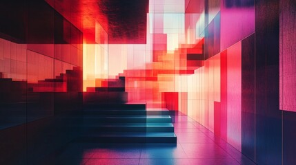 Modern case design with geometric patterns and striking contrasts, presented as a focal art piece in a sleek, high-tech environment