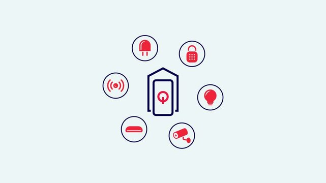 Smart Home icon vector motion animation. Animation of turning on smart devices in the house using a remote control on a smartphone. smart technology