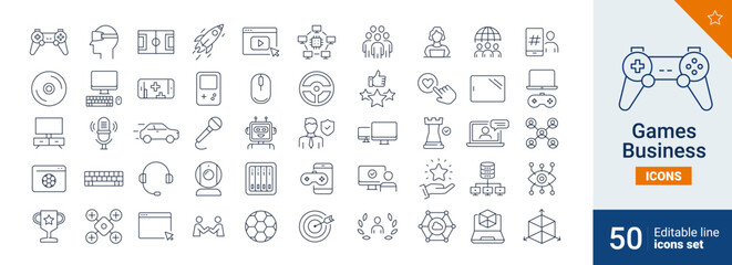 Games icons Pixel perfect. movie, network, world, ...	
