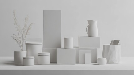 Elegant service packaging concept featuring minimalist design and artistic flair, capturing the essence of sophistication and creativity in a visually striking manner