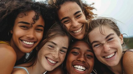 Fototapeta premium Portrait of a group of women smiling together