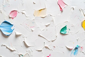 Abstract white background with smears of thick oil paint.