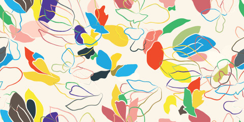 Floral brush strokes seamless pattern design for fashion textiles, graphics, backgrounds and crafts