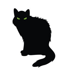 Silhouette of a Sitting Cat. Animals and pets concept vector art