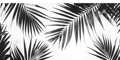 Black and white palm leaf print