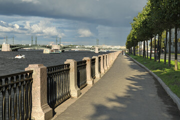 Makarov Embankment, one of central embankments of St. Petersburg, passing along northern shore of...