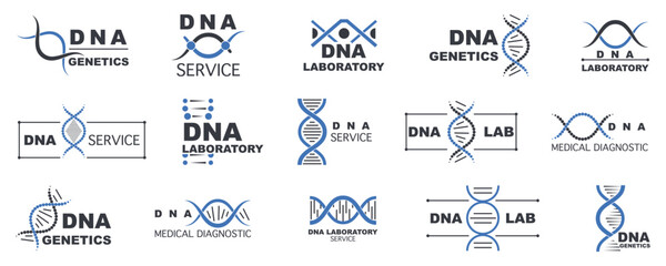 Set of dna laboratory icons. DNA laboratory icons collection