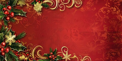 Elegant printable Christmas stationery with red and gold accents