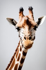 Curious giraffe looking at camera soft expression close-up