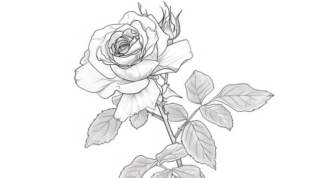 Line drawing of a rose with minimal detail