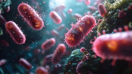 Fototapeta premium 3D Render of Bacteria Showcasing Detailed Structure and Complexity