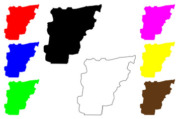 Borgou Department (Departments of Benin, Republic of Benin, Dahomey) map vector illustration, scribble sketch Borgou map