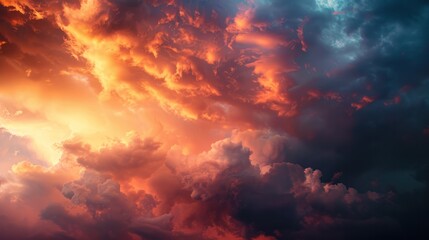 Fototapeta premium Heavenly scene with storm clouds giving way to a burst of sunlight, spreading