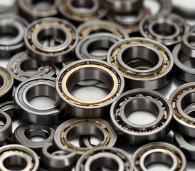 Obraz premium Ball bearings of various sizes, essential for mechanical movements. Isolate white background ai gegerate