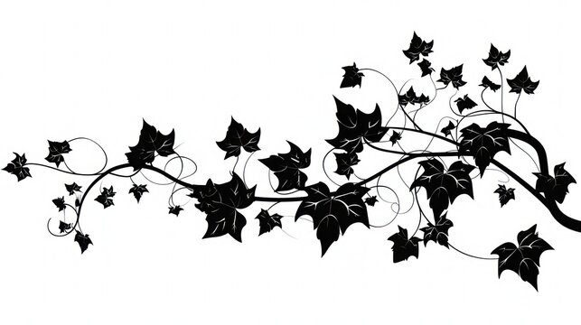 Simple ivy vine illustration in black and white