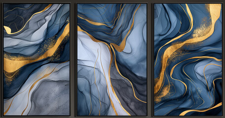 abstract art panels featuring fluid curves in painting canvases