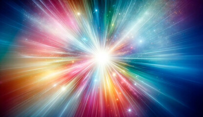 虹色のカラフルな放射線の背景イラスト素材。画像生成AI
