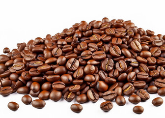 Naklejka premium A Close-Up View of Freshly Roasted Coffee Beans Displaying Their Rich Brown Color and Textured Surface