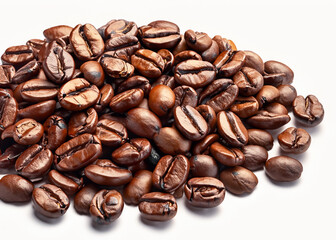 A Close-Up View of Freshly Roasted Coffee Beans Displaying Their Rich Brown Color and Textured Surface
