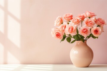 Obraz premium Blooming roses in vase flower plant inflorescence.