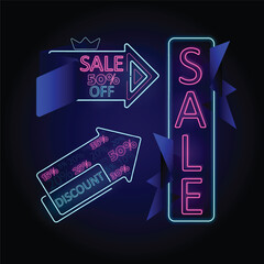 Vector neon Web Sale banners