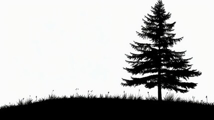 Simple print of a pine tree silhouette