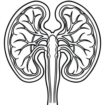 recommend clip art: Human kidney vector silhouette line art style 
