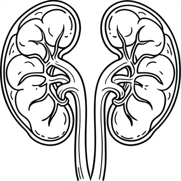 recommend clip art: Human kidney vector silhouette line art style 