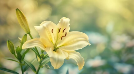 Obraz premium Single lily flower in soft colors