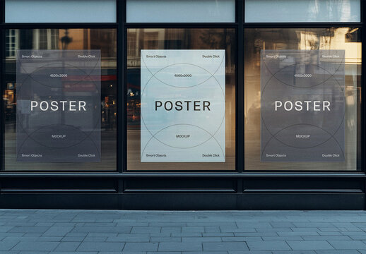 3 Window Posters Mockup With Generative AI