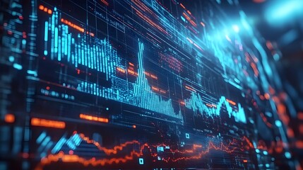 Obraz premium Abstract Digital Background with Market Graphs and Data