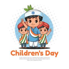 Childrens day 14 November India celebration social media post banner template, kids day, nursery