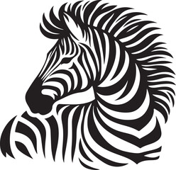  Zebra black white stripes silhouette vector art illustration.
