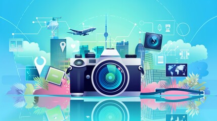 Obraz premium World Photographer Day illustration with graphic icons