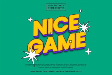 Editable text effect - 3d Nice Game template style modern premium vector