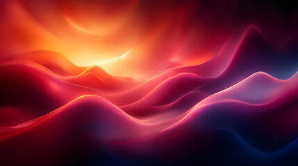 Obraz premium Abstract Wavy Landscape with Red, Orange, and Blue Hues