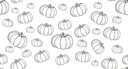a seamless pattern of black and white pumpkins. Doodle seamless pattern pumpkins. Vegetables seamless pattern, isolated background