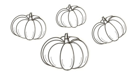 simple hand-drawn illustration of  four  pumpkins. Simple doodles pumpkins