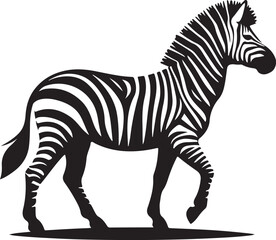  Zebra black white stripes silhouette vector art illustration.
