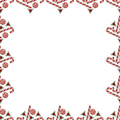 Red white candy illustration seamless pattern for winter season. Background, wallpaper, border
