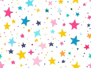 Colorful stars pattern on a white background, perfect for creative projects.