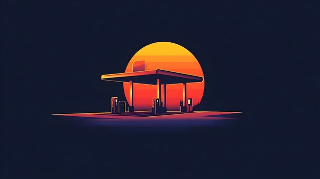 recommend clip art: Gas station, fuel dispenser line icon. Icon petrol station store art car and petrol and gas filling station.  Isometric illustration of modern petrol station vector concept banner for web design