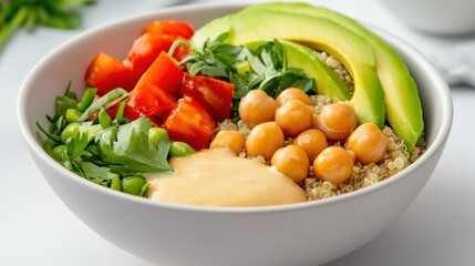 Fresh Vegan Bowl with Quinoa and Colorful Vegetables