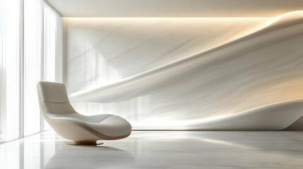 Modern Interior Design with White Walls and Wavy Floors