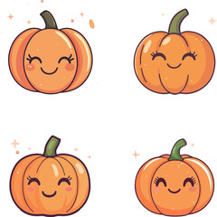Cute smiling pumpkins illustration