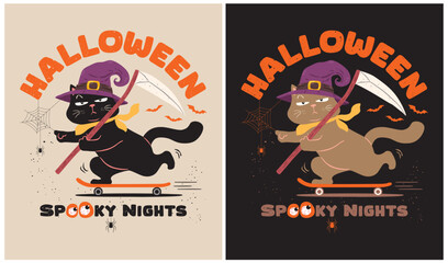 Black Cat in Halloween Spooky Nights