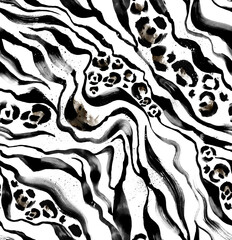 Leopard and zebra pattern design, illustration background, brown leopard and zebra design pattern. Textile print pattern.
