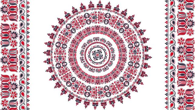 Traditional Hungarian motion graphic repeating loop, abstract 4k design