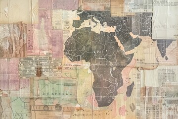 Naklejka premium Africa map ephemera border backgrounds drawing paper.